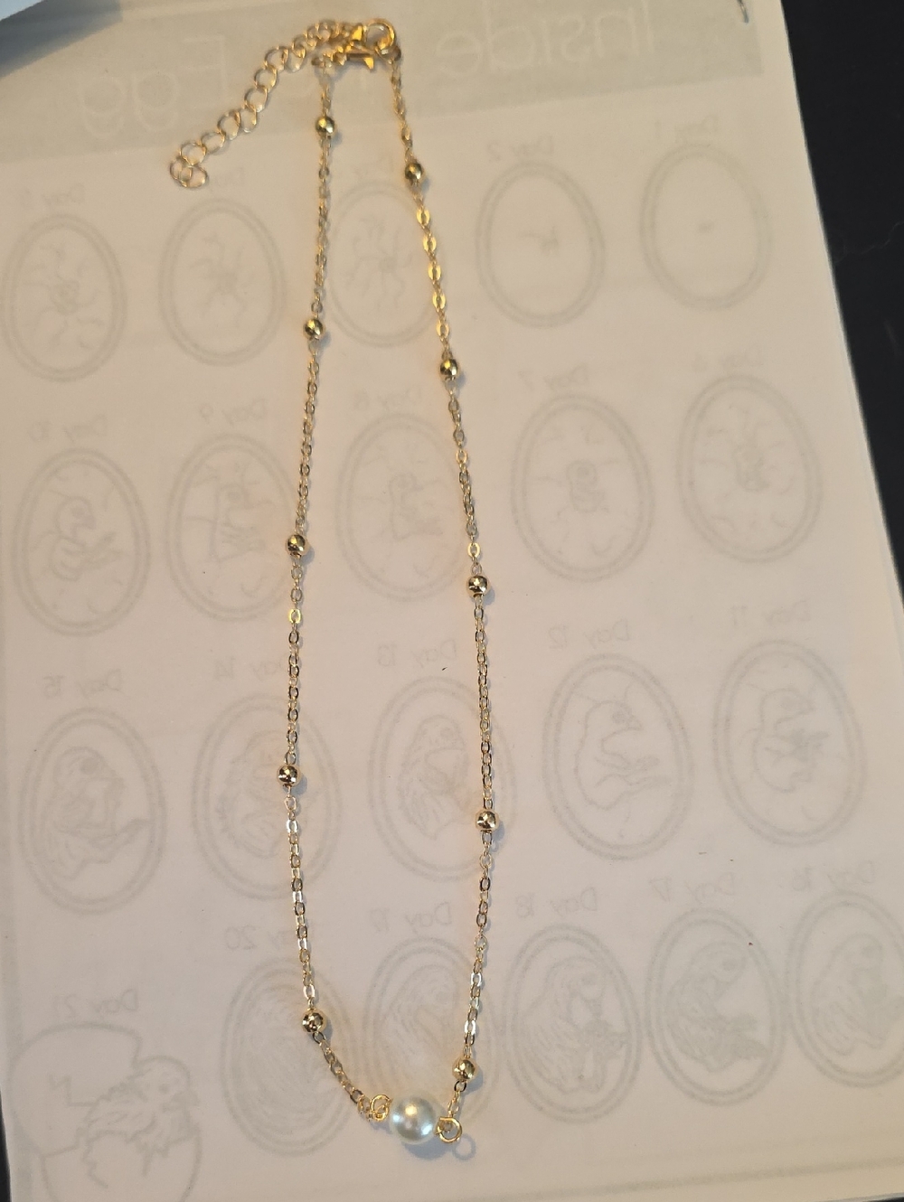 Gold Pearl Station Necklace - Women Jewelry - Picture 7 of 8